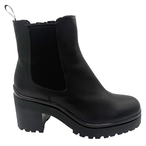 Jeffrey Campbell Platform Lug Sole Chelsea Leather Ankle Boots in Black Size 10 - Picture 4 of 9